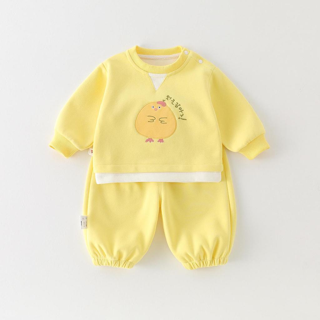 Spring/Autumn Cartoon Hoodie and Pants Set for Baby Boys (0-2 Years)