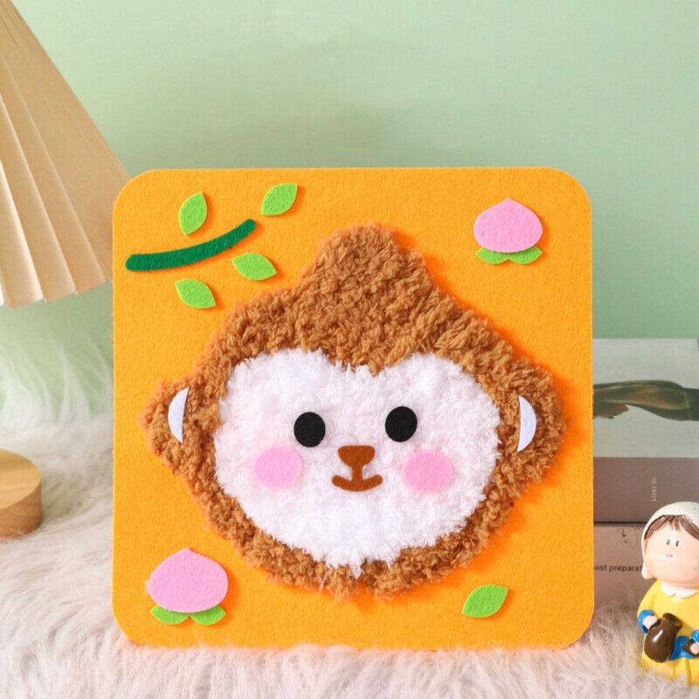 Educational Crafts Cartoon Animal Felt Sewing Kit Embroidery Painting Material Bag Beginners