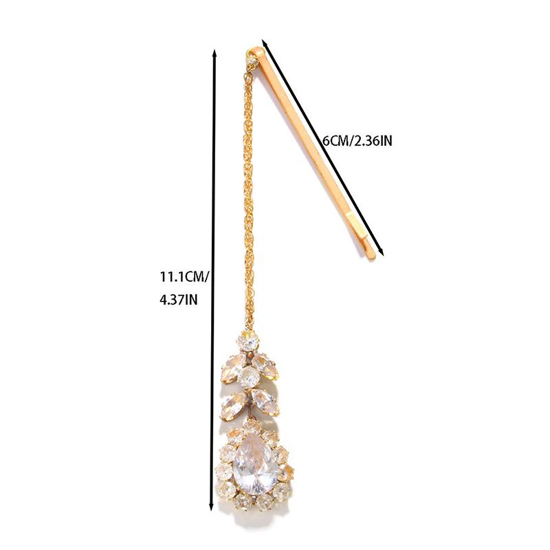 Indian Bridal Forehead Chain Headwear Wedding Accessories Elegant Headband Leaf Zircon Hair Chain Jewelry For Women