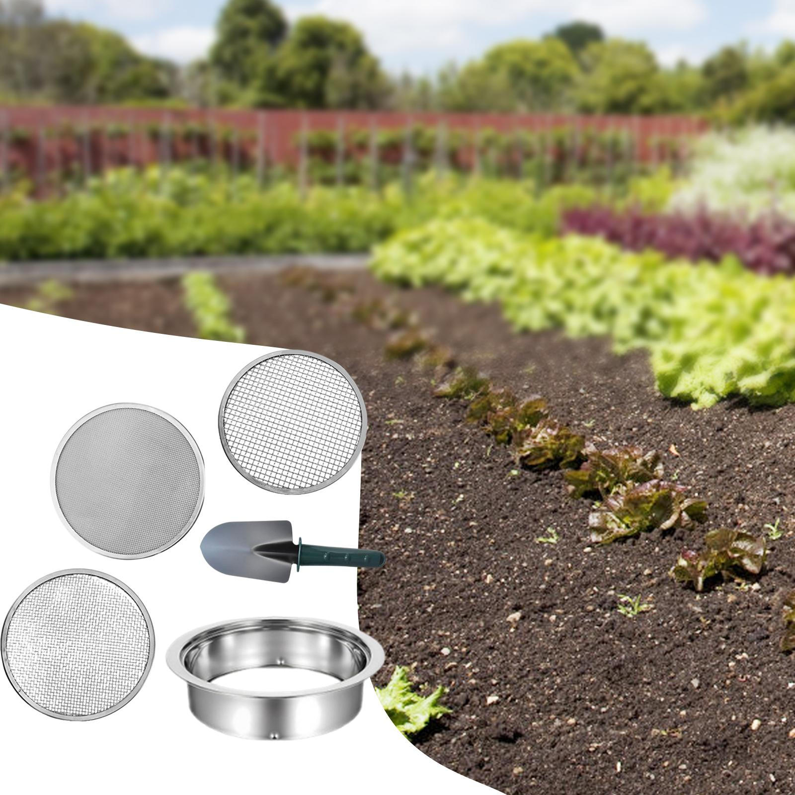 

Set Garden Riddle Sieve with Meshes Soil Strains for Flower Bed 3 Mesh Green Shovel