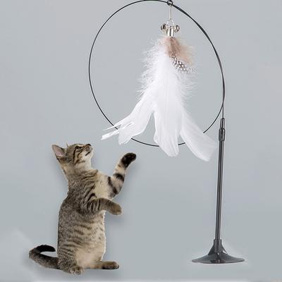 Langlebiges Katzenspielzeug aus Stahldraht, Ersatz für Heimtierbedarf, interaktives Katzenspielzeug mit Federstab, automatischer Saugnapf, abnehmbares Katzenzubehör, handgefertigt
