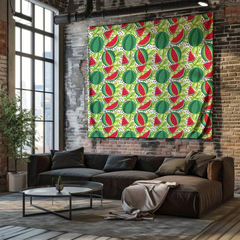 Watermelon Tapestry Wall Hanging Summer Vibes Decor Aesthetic Room Decor Tropical Wall Art Fruit Pattern Backdrop Home Decor Dor