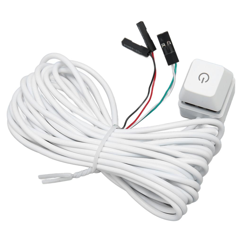 PC Power Switch White Mechanical Key Blue Switch Backlit Plug and Play PC Power Button for Desktop Office Gaming Blue