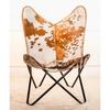 Cowhide Butterfly Chair, Boho Leather Accent Chair for Living Room, Handmade Sling Lounge Chair, Modern Rustic Home Decor Seating