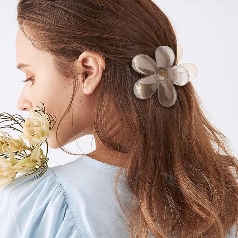 Hair Clip Flower Transparent Strong Decoration For Women