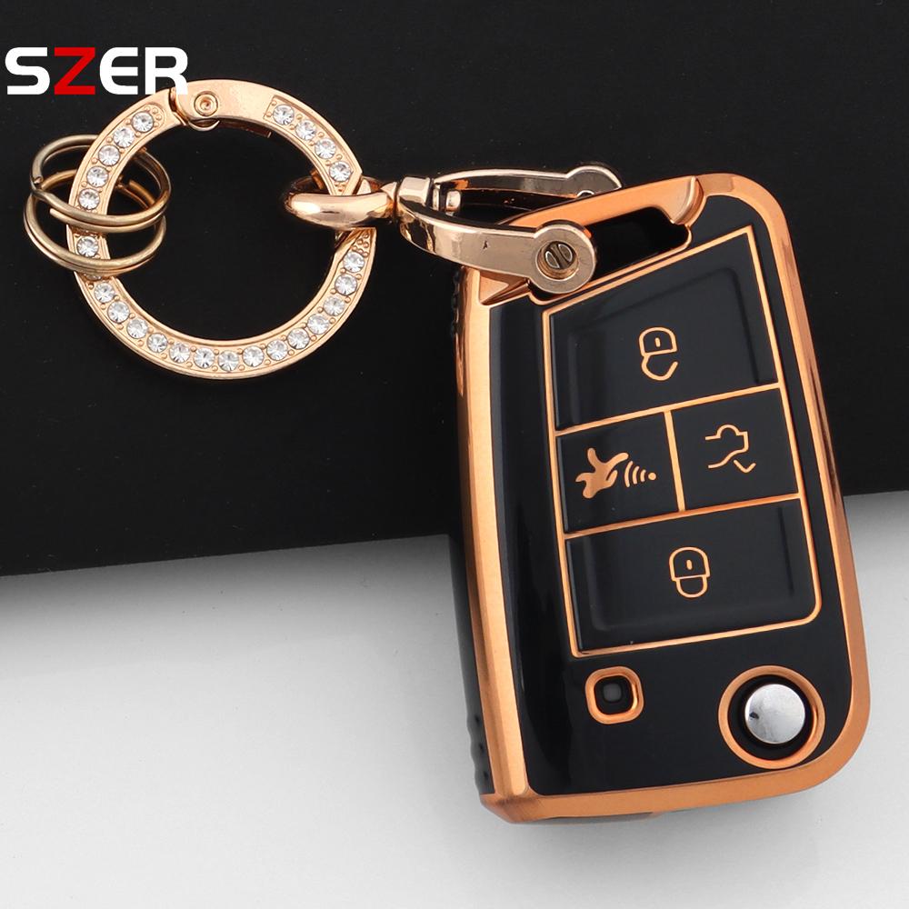 4 Buttons Tpu Car Key Case Cover Shell Fob For Volkswagen Vw Golf 7 Alltrack Mk7 Tiguan Seat Ateca Leon Ibiza Skoda Octavia