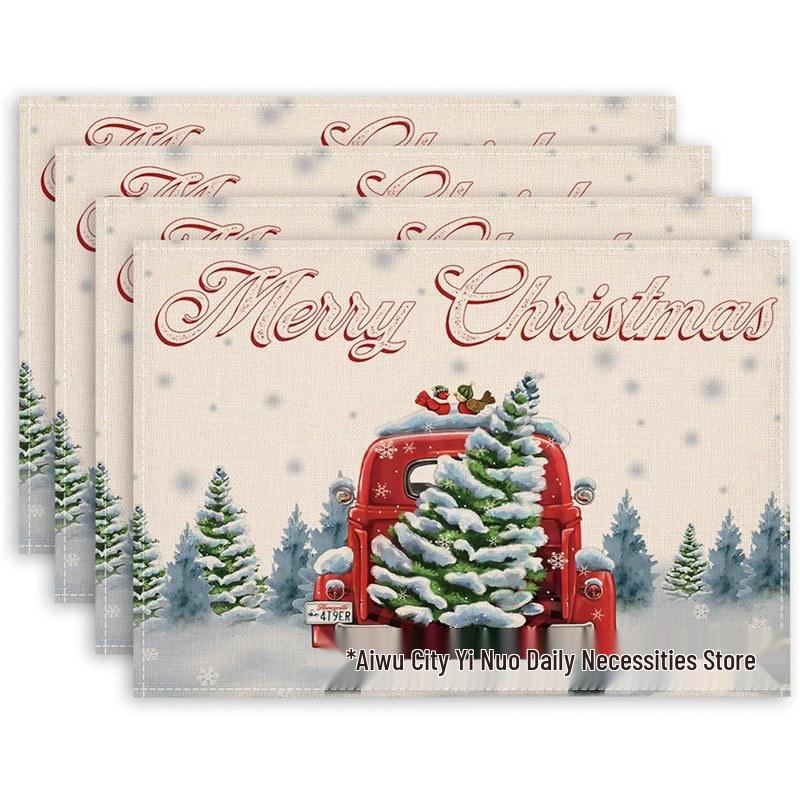 Christmas Snowman & Snowflake Plaid Insulated Placemat - Festive Table Decoration