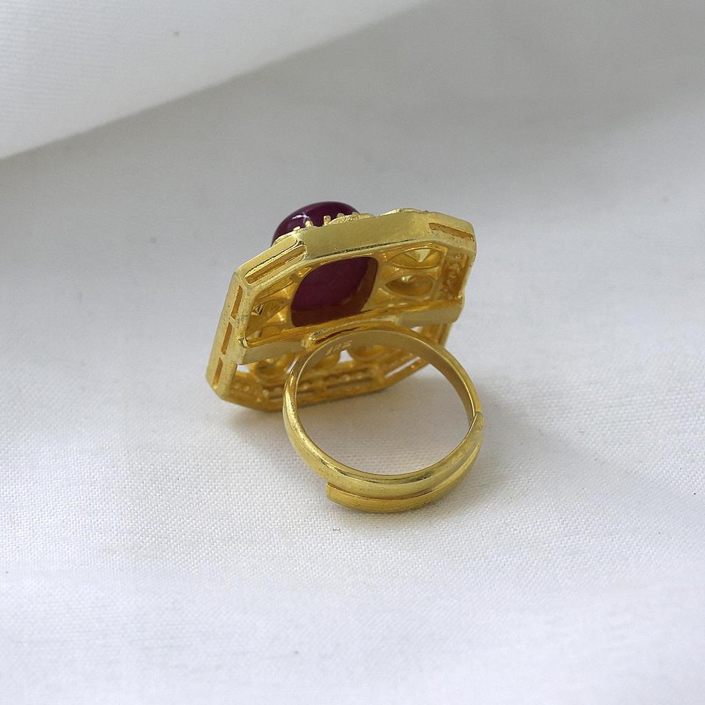 Kundan Gold Plated Ring, Adjustable Ring, 925 Sterling Silver Handmade Jewelry, Moissanite Ring Indian Women Jewelry Polki Ring