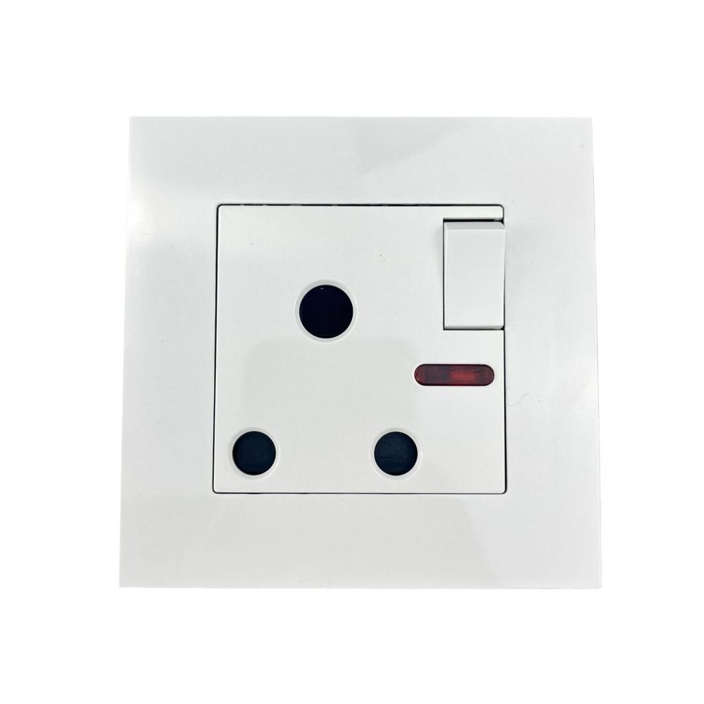 Type 146 Double 15A South African Wall Socket with Light Strip Switch - Single & Two Gang Options