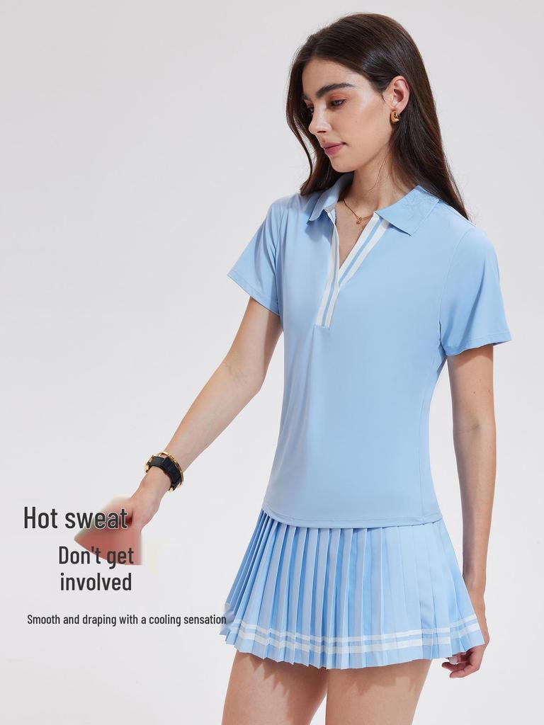 Cai Jue Women's Quick-Dry Short Sleeve Polo for Outdoor Sports & Fitness