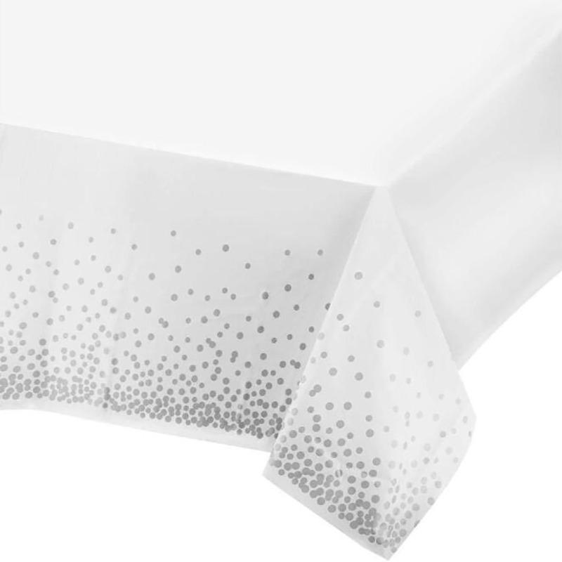 274*137cm Small Polka Dot Disposable Tablecloth Thickened Waterproof PEVA Tablecloth Home Wedding Birthday Party Decoration