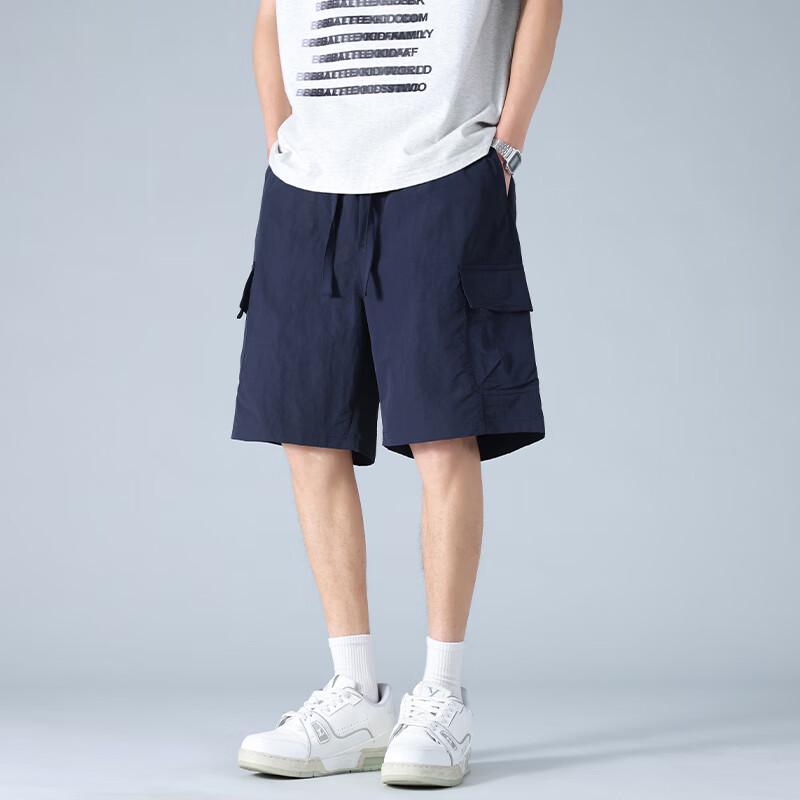 Men's Summer Elastic Waist Straight-Leg Cargo Shorts