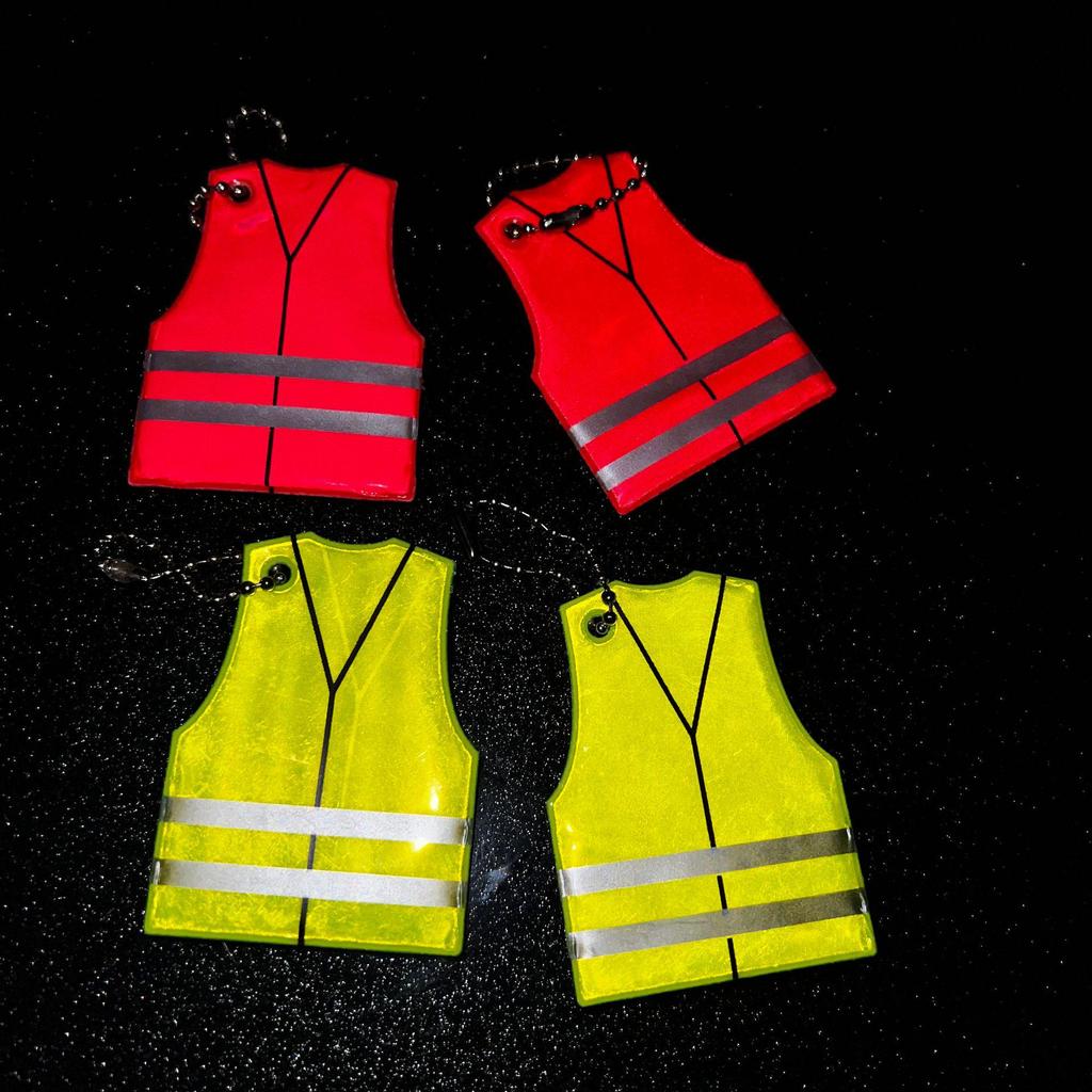 Reflective Multi-color Safety Pendant Vest and Keychain Charm for Night Travel, Ideal for Students' Backpacks.