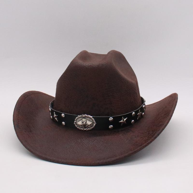 One-Word Cowboy Straw Hat Big-Brimmed Top Hat Women'S Sun Hat Hard Summer Couple Jazz Hat