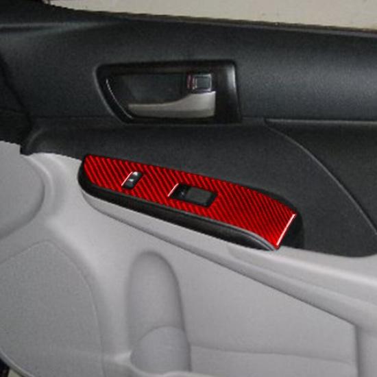 For Toyota Camry 12-14 Red Carbon Fiber Interior Front Door Control Cover Trim