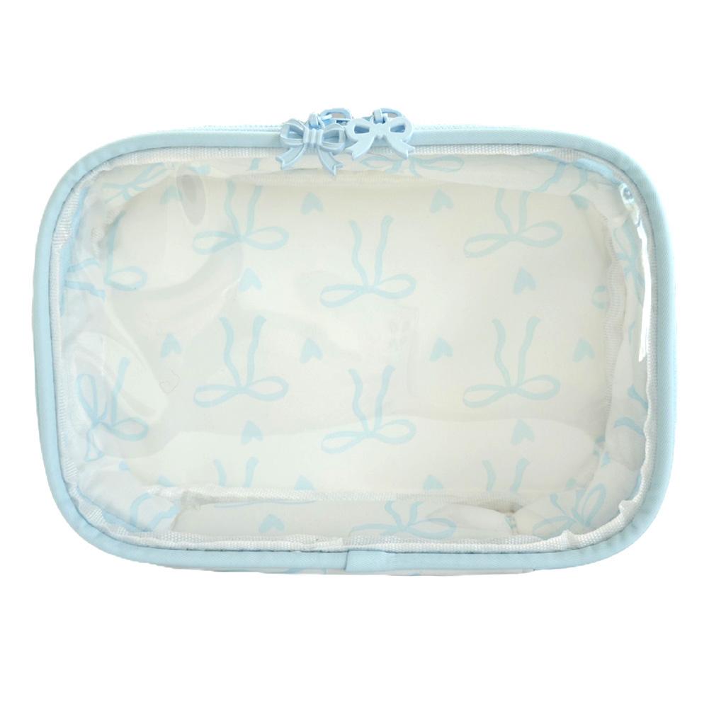 PVC Bow Cosmetic Bag Large Capacity Bowknot Makeup Bag Transparent Portable Storage Bag Bathroom Shower Travel Bag