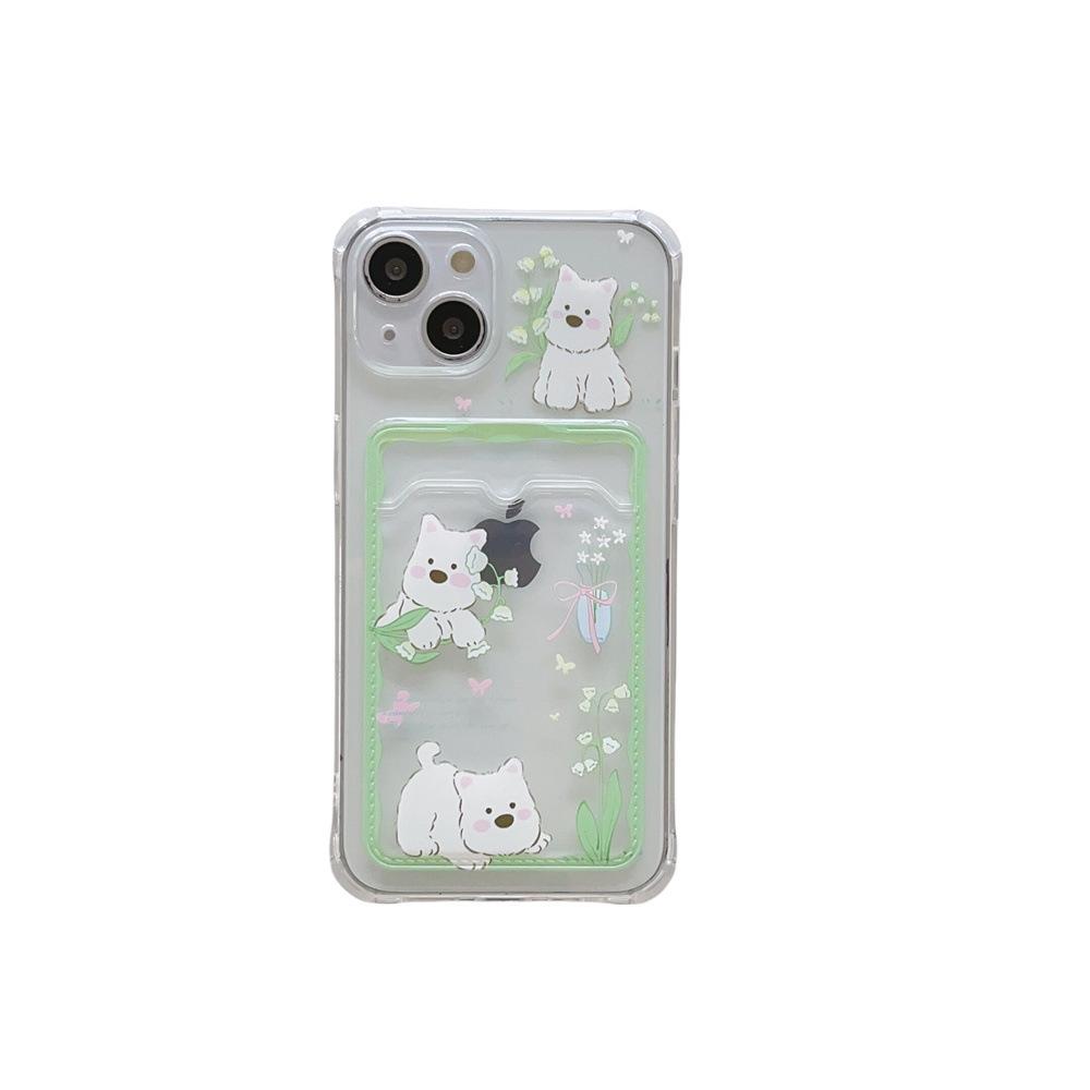 iPhone 14 Pro Cute Cartoon Dog Case with Card Holder for 12/11/13 Pro Max
