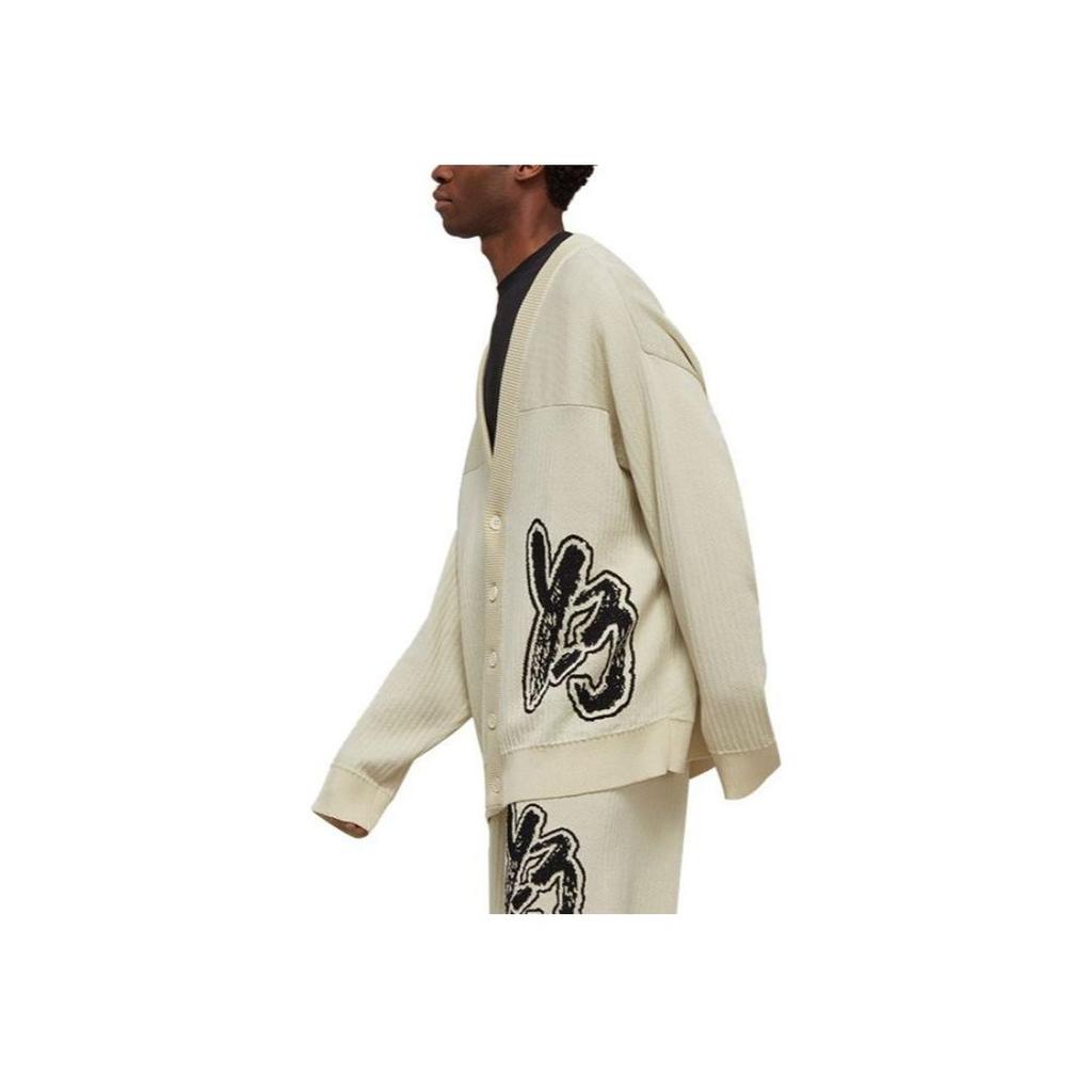 Y-3 Alphabet Pattern V-Neck Long Sleeve Knit Sweater Unisex Tops Off-White IA3110
