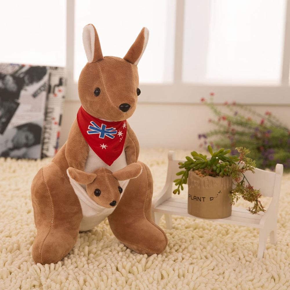 28CM Australisches Känguru-Plüschtier Känguru-Mutter mit Baby Australische Flagge Schal Süße Puppe zum Versenden eines Kindergeburtstagsgeschenks 28cm