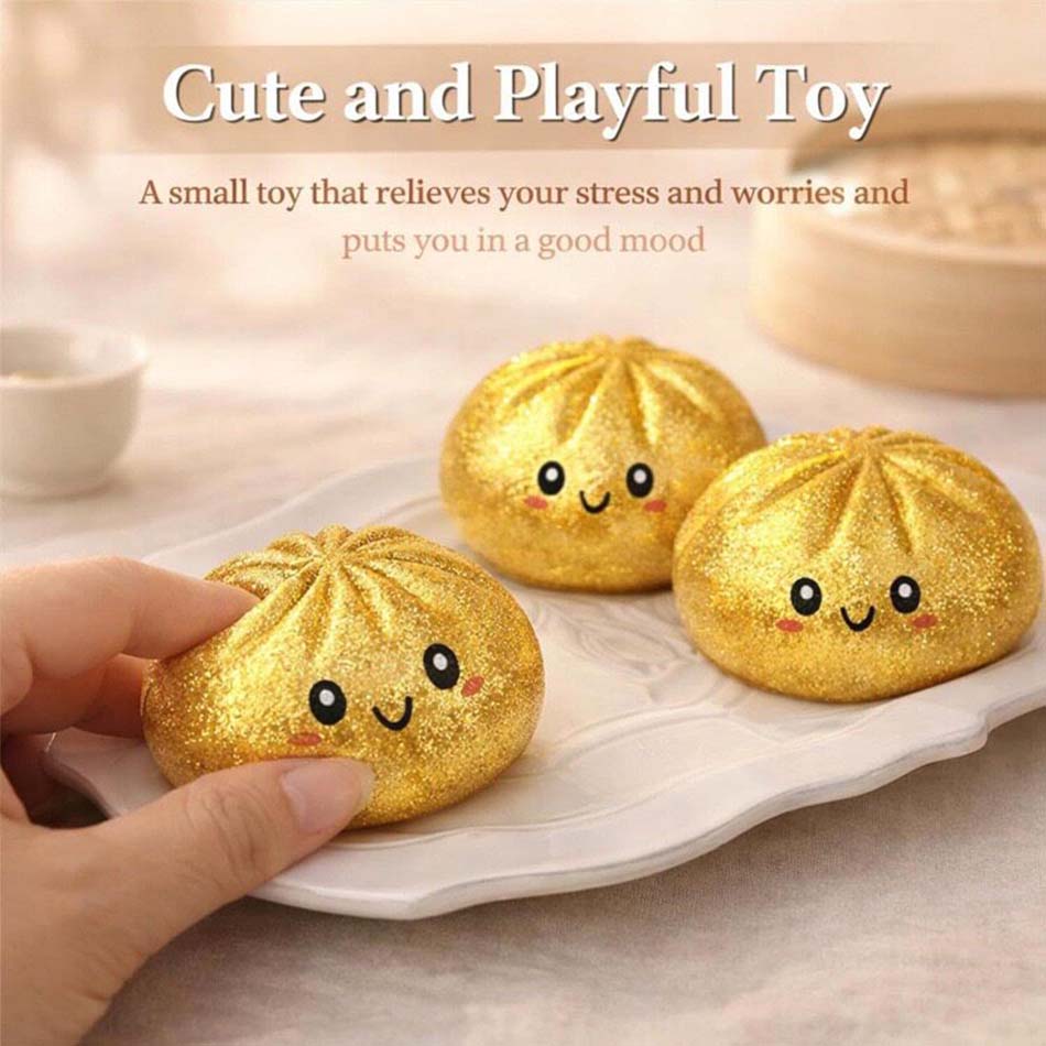 Bunte Teigtaschen-Quetschies Stressbälle Fidget Sensorikspielzeug Simulation Essen Squishies Brötchen mit Dampfgarer Knete-Knetball Geschenke