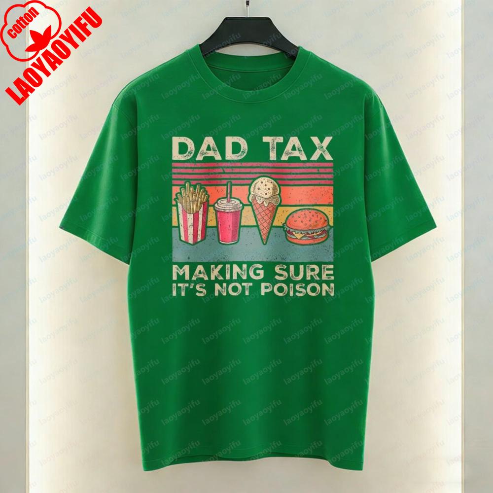 Vintage Dad Cotton TShirt for Unisex Funny Dad Tax Fast Food Print Tee Trendy Fathers Day Gift Casual Wear Funny Dad Jokes Tops 4XL