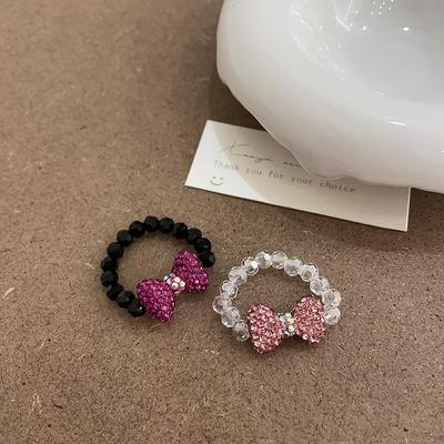 Crystal Bow Elastic Ring Female Niche Personality Sweet And Cute Simple Temperament Versatile Fashion Ring Ring