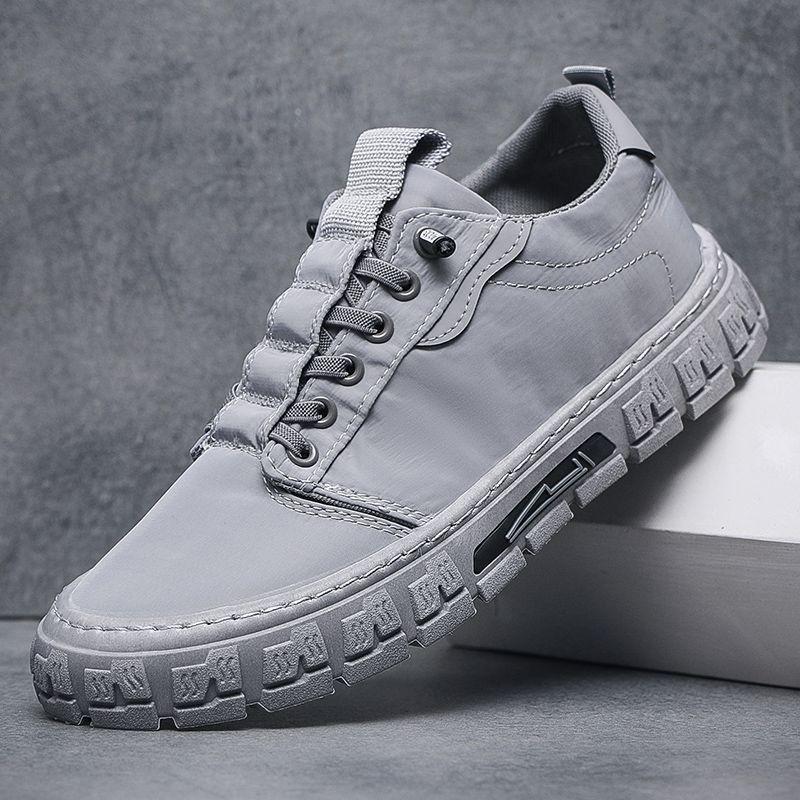 

Men s Casual Slip-on Sneakers Thick Non-slip Sole Low-top Canvas Shoes with Contrast Details 48 сірий