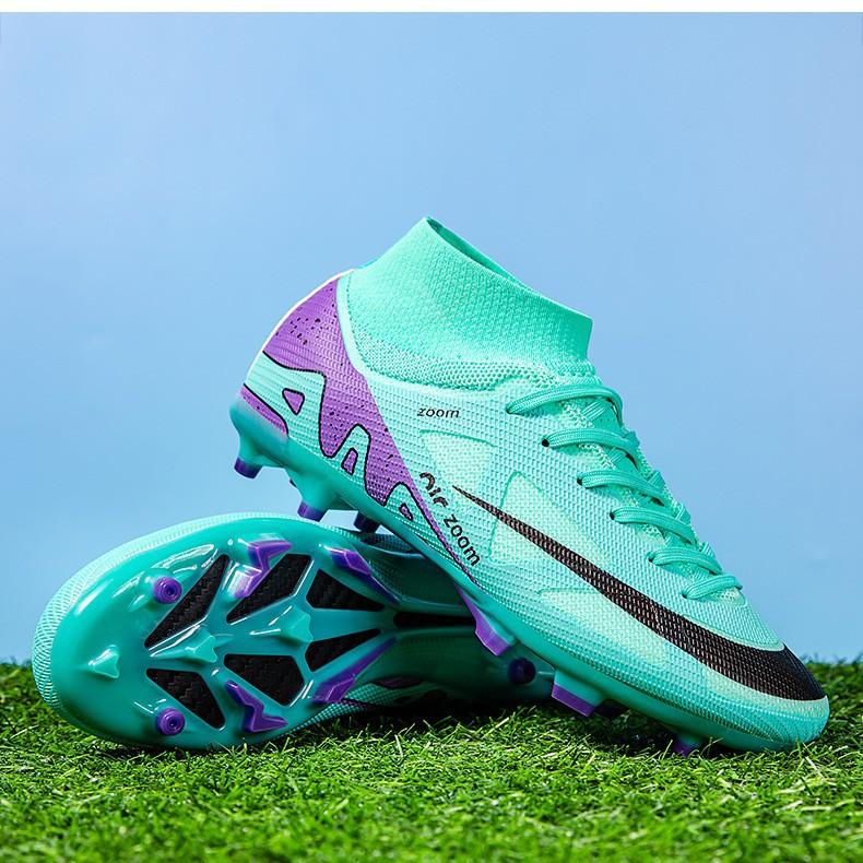 High-top men's and women's football shoes Adult adolescent students Artificial grass broken nails spikes Sports training shoes