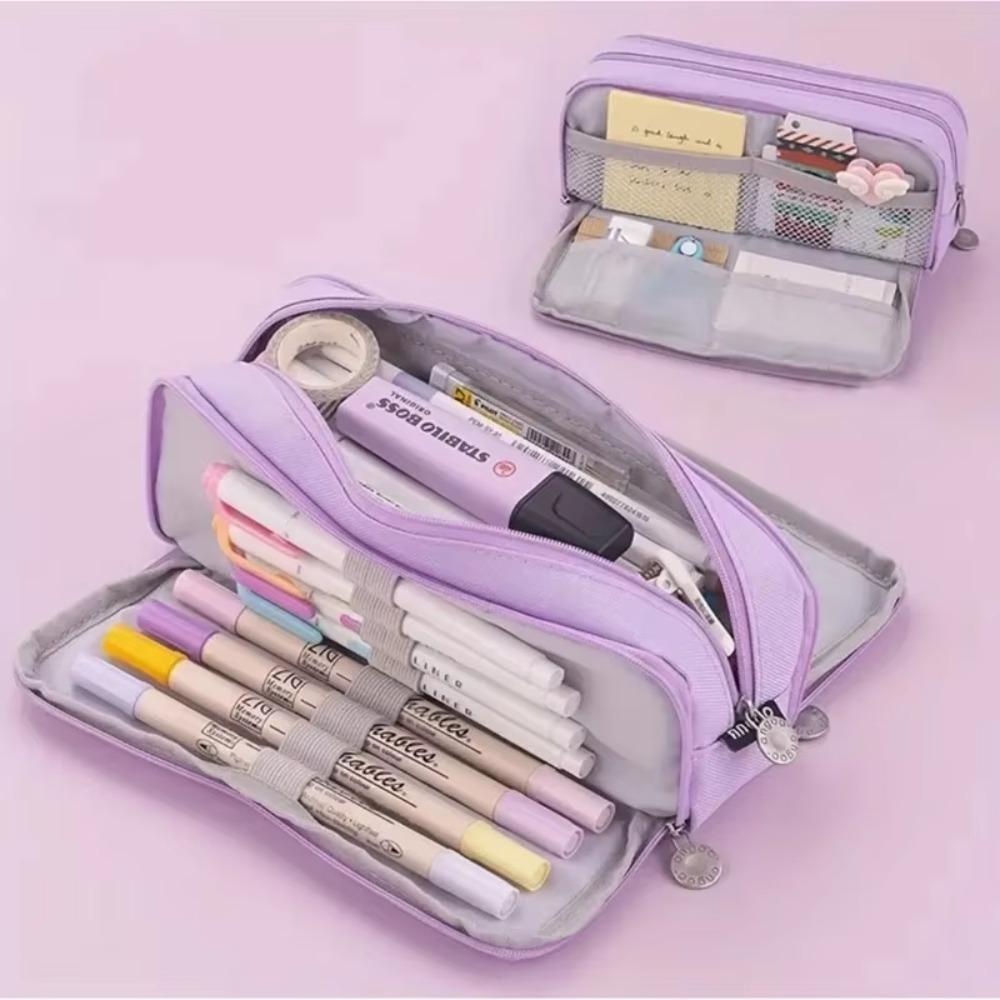 3/4 Compartment Pencil Case Multilayers Large Capacity School Student Pencil Cases Transparent Partition Pen Divider