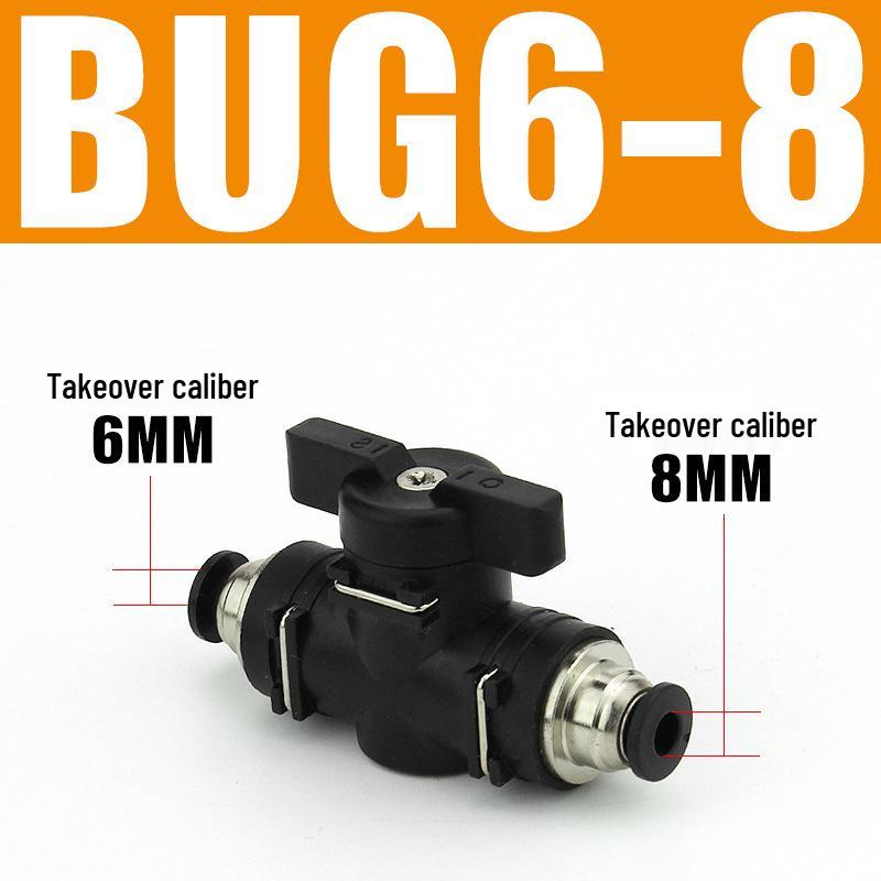 Pneumatic BUC-6-10 Hand Valve: 8mm Air Hose, 12mm Manual Straight Valve with Quick Connect Fitting