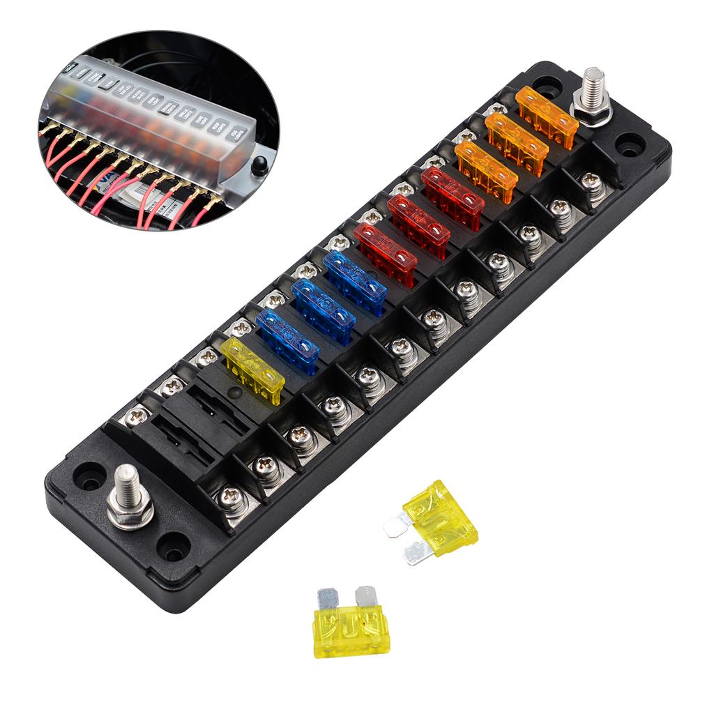 1 Unit 12 Boxes Fuse Box Fuse Marine Led Indicator Fuse Panel Cover and Fuse Automatic Replacement Fuse Block Directed Copper Screw