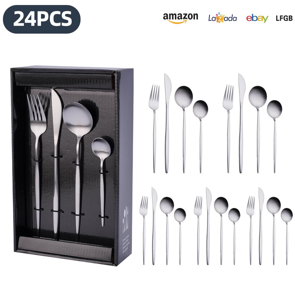 25 Years of New Stainless Steel Tableware Set, Tableware Portuguese Knives, Forks and Spoons 24-piece Gift Box Set
