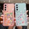 Pouzdro s motivem karty, peněženka, telefon, pro Samsung Galaxy A56, A55, A25, A15, A16 5G, S25 Edge, S23, S22 Ultra, S24 FE, měkké TPU kryty s malými květinami