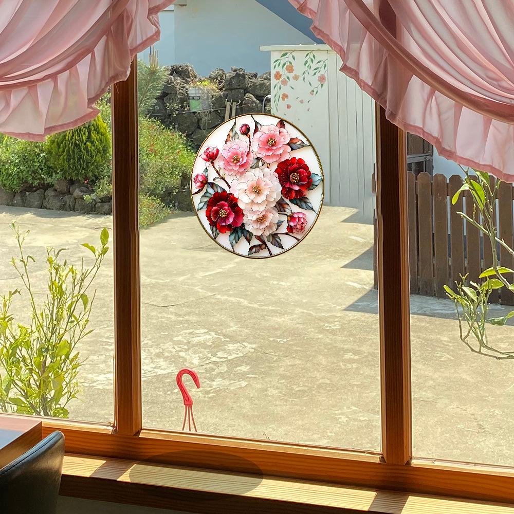Fun-JD067 Painted Imitation Rose Glass Window Beautification and Decoration Electrostatic Uv Window Sticker