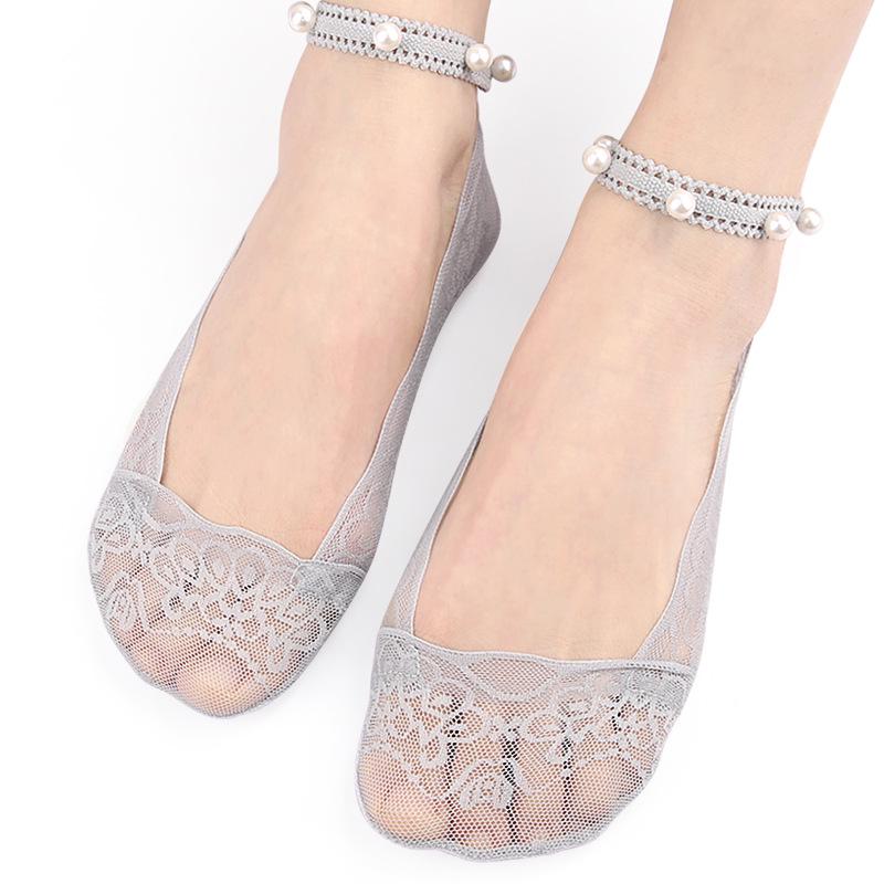 Women's Pearl Lace Low-Cut Non-Slip Invisible Ankle Socks - Summer Thin & Versatile