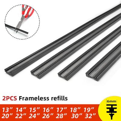 2PCS OEM-kwaliteit Premium All-Season Auto Voertuiginzetstuk Zachte Rubberen Strip Navulling Voor Frameloze Wisserbladen 6mm Auto-accessoires Voor 13" 14" 15" -32"