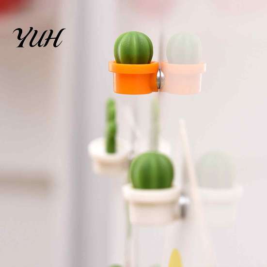 Whiteboard Decoration Magnet 6Pcs Potted Cactus Refrigerator Magnets, Mini Kitchen Fridge Magnet, Memos Notes Photos Holder, Decorative Accessories