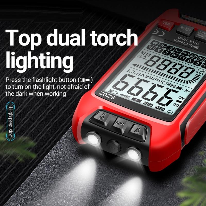 Digital Multimeter Voltage Current Resistance Tester with Flashlight NCV for Measuirng AC/for DC Voltage Current Frequen