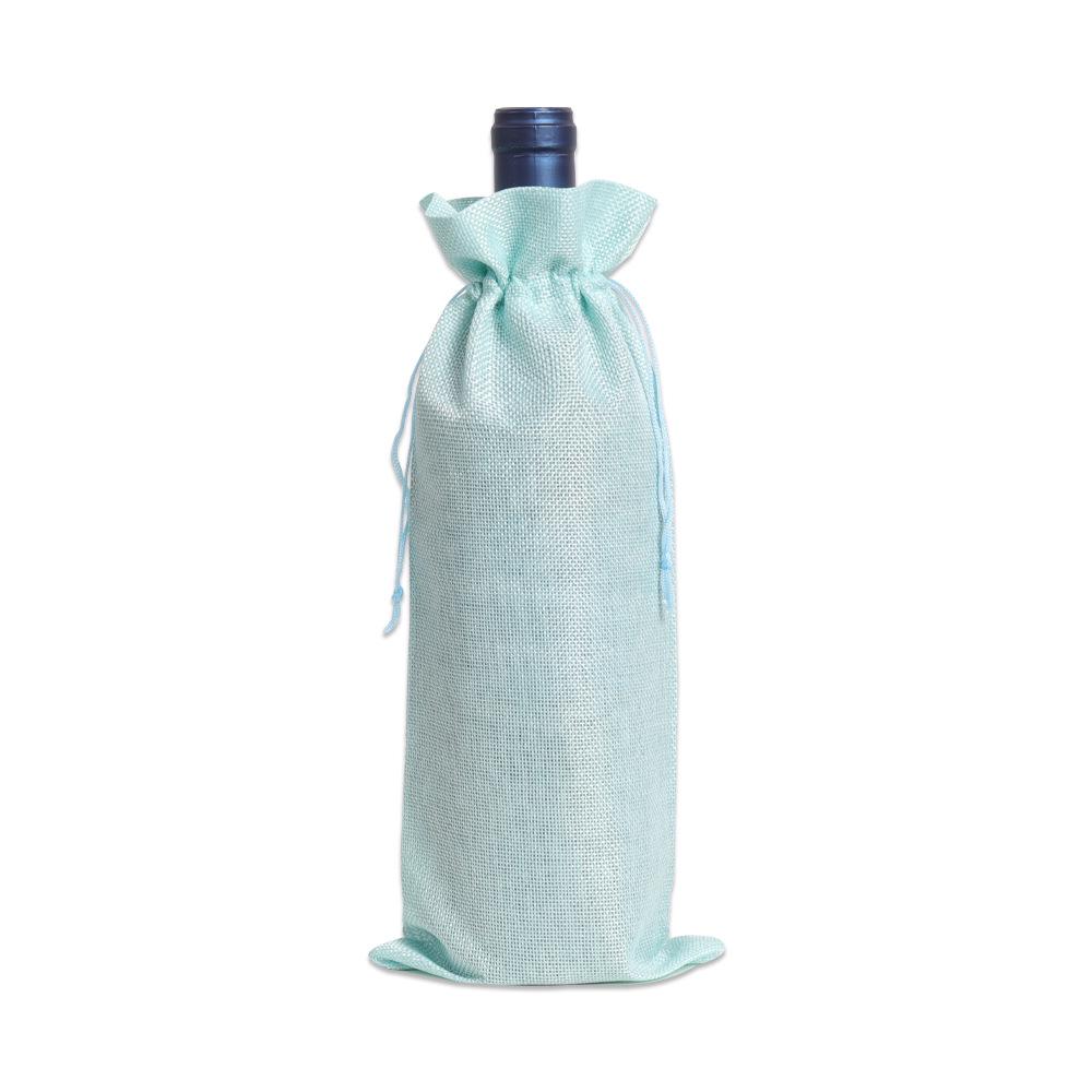 Multicolor Burlap Wine Gift Set with Drawstring Bag