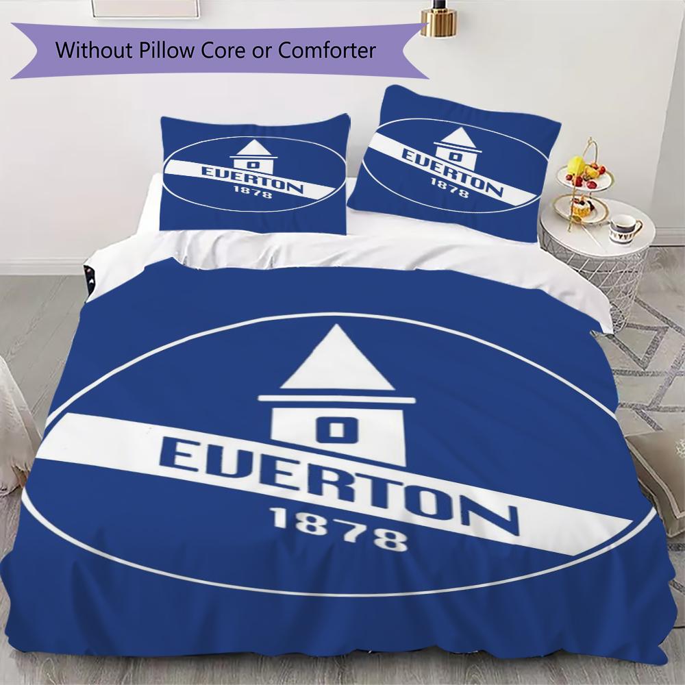 Set Copripiumino Trapuntato con Fantasia Everton FC Federa Decorazione per la Casa Regalo di Compleanno (1 * copripiumino + 2 * federe senza imbottitura)40