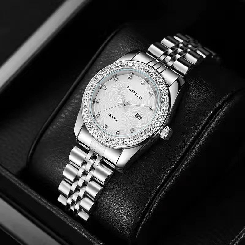 Women's Classic Versatile Steel Band Watch - Non-Mechanical, Calendar, Unisex Casual Style.