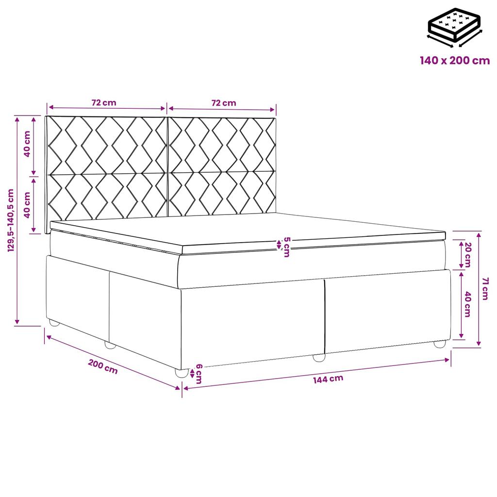 Boxspring Bed with Mattress and Headboard Pink 140 X 200 Cm Velvet