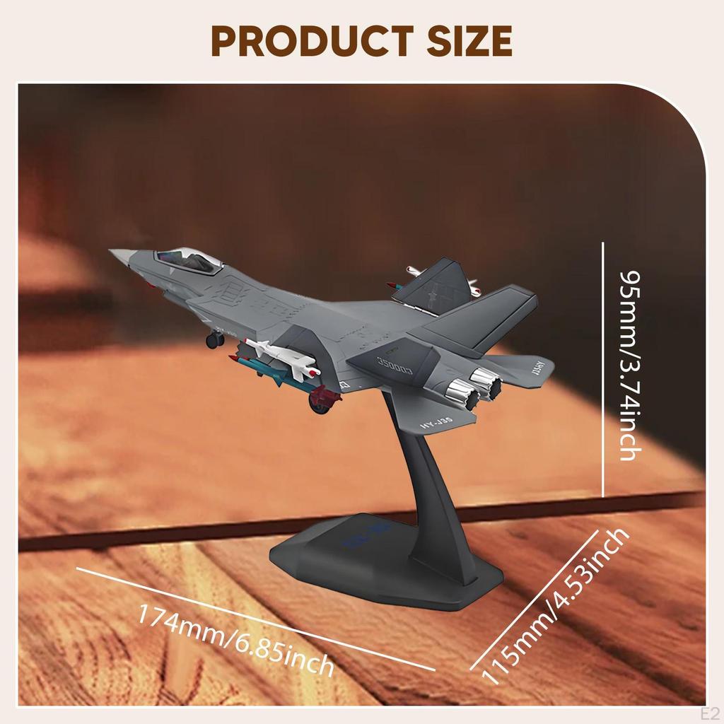 1:100 J35 Aircraft Fighter Model Stimulated Airplane with Display Base for Bookshelf