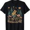 Cottagecore Frog Riding Bike Funny Aesthetic Wild Flower T Shirt