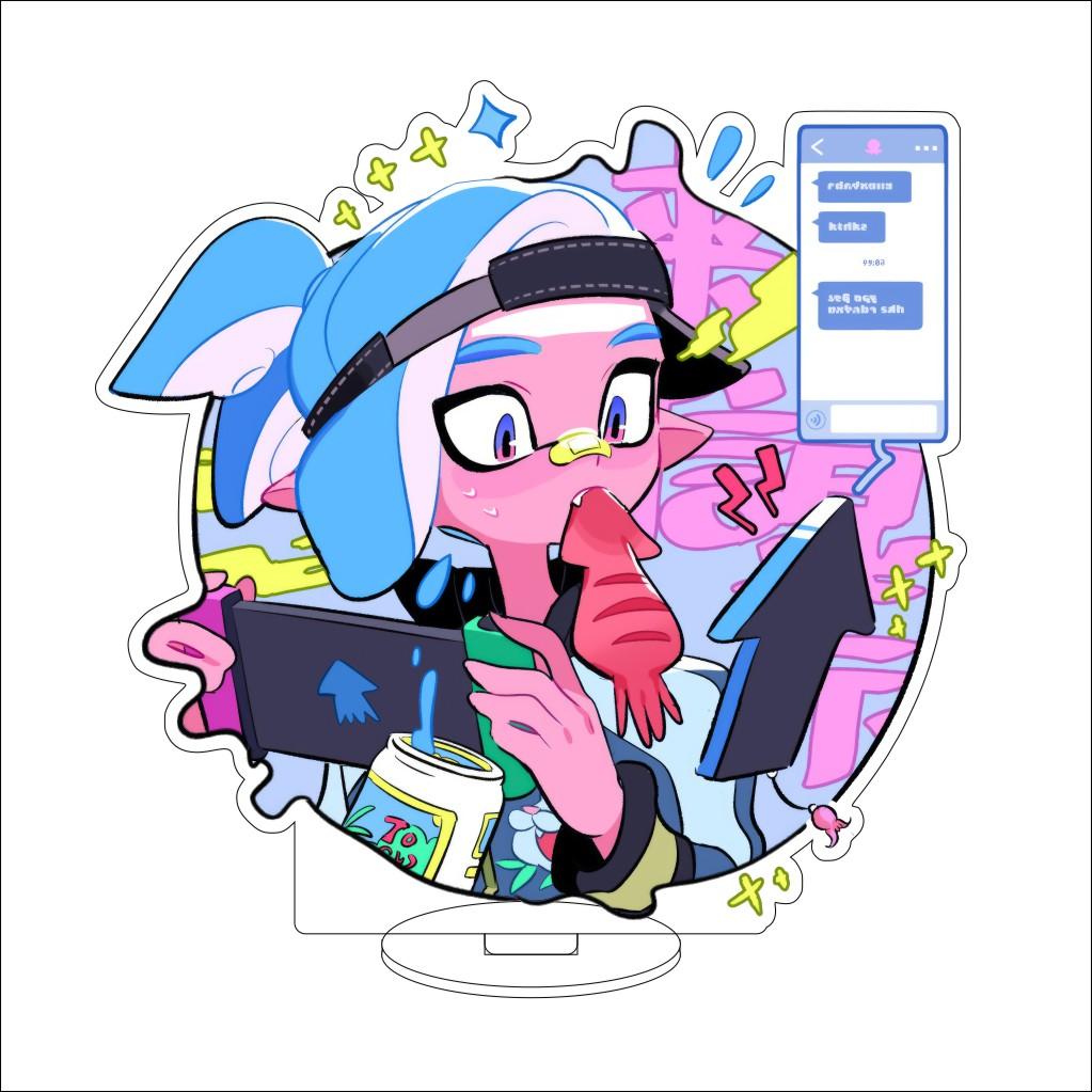 

16CM Anime Splatoon Figure Stand Model Off the Hook/SaSa Cute Desk Decor Standing Sign Gifts 16CM