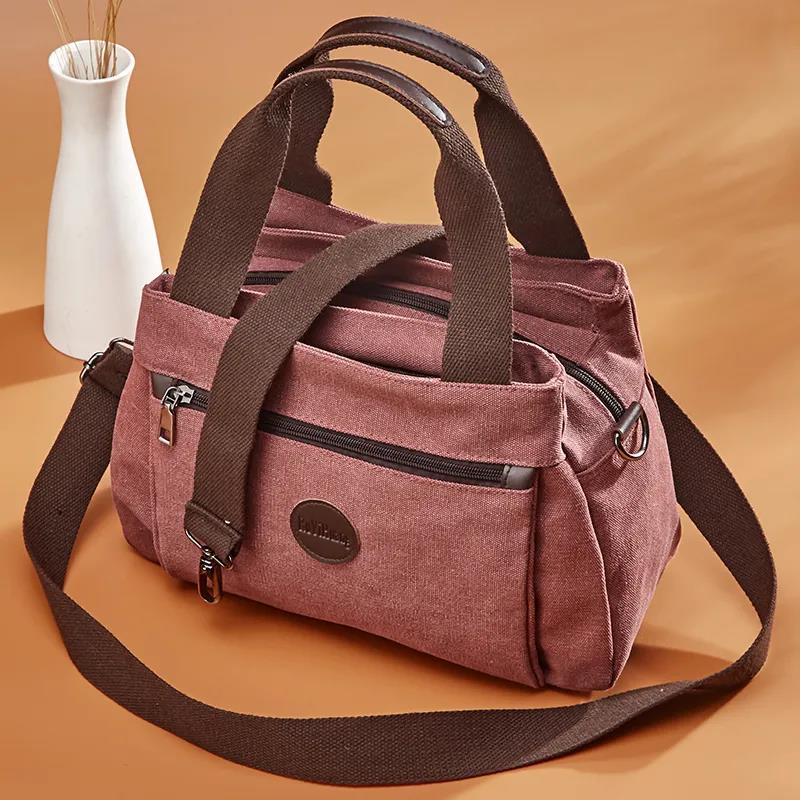 Canvas Bag Women's Versatile Casual Messenger Bag Multifunctional Single Shoulder Bag Large Capacity Handbag