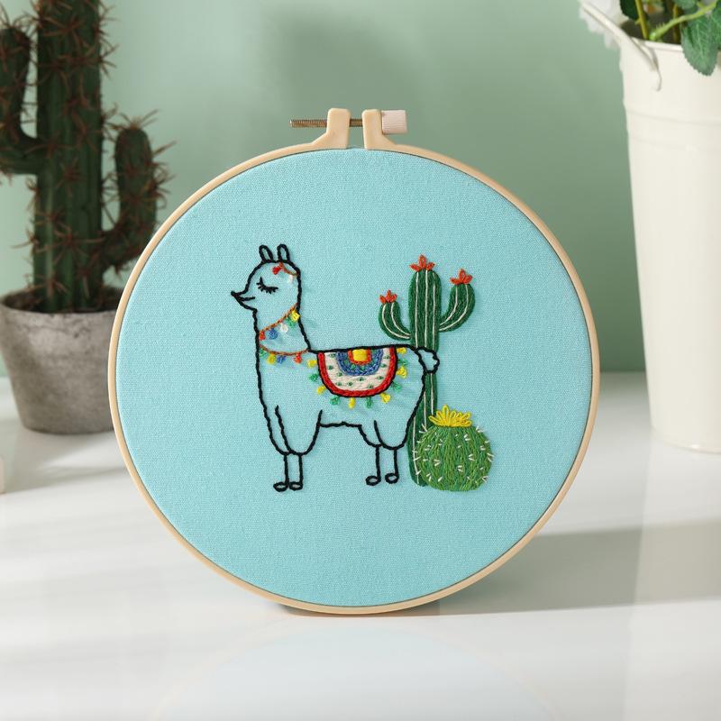 Diy Handmade Embroidery Material Package, Alpaca Cactus Desert Cute Cartoon, European Embroidery, New Product.