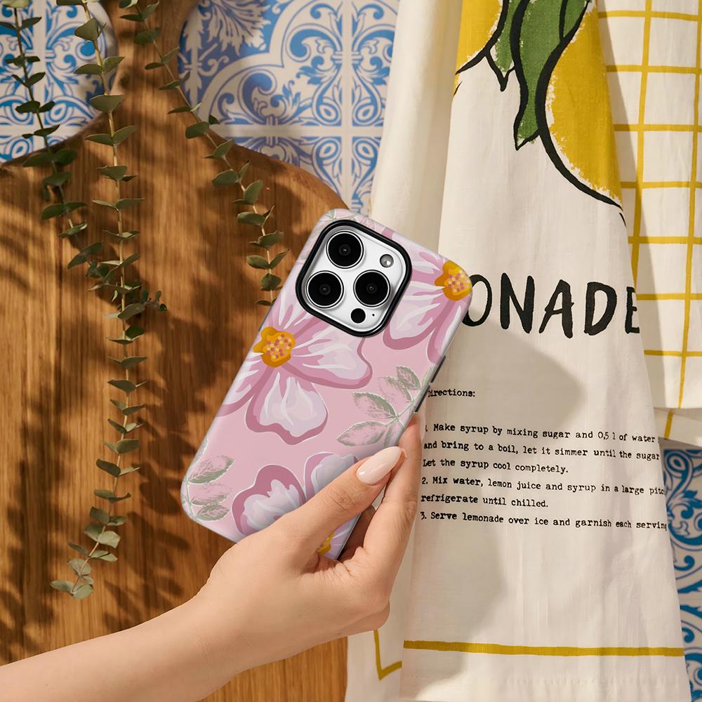 Soft Pink Florals Phone Case for IPhone 17AIR 16E 16 15 14 13 12 11 17 Pro Max Plus Double-layer Back Cover