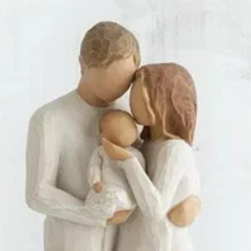 Nordic Style Figure Nativity Scene Wood Sculptures Family Ornament Family Resin Figurine Crafts Wedding Gift for Home Decoration