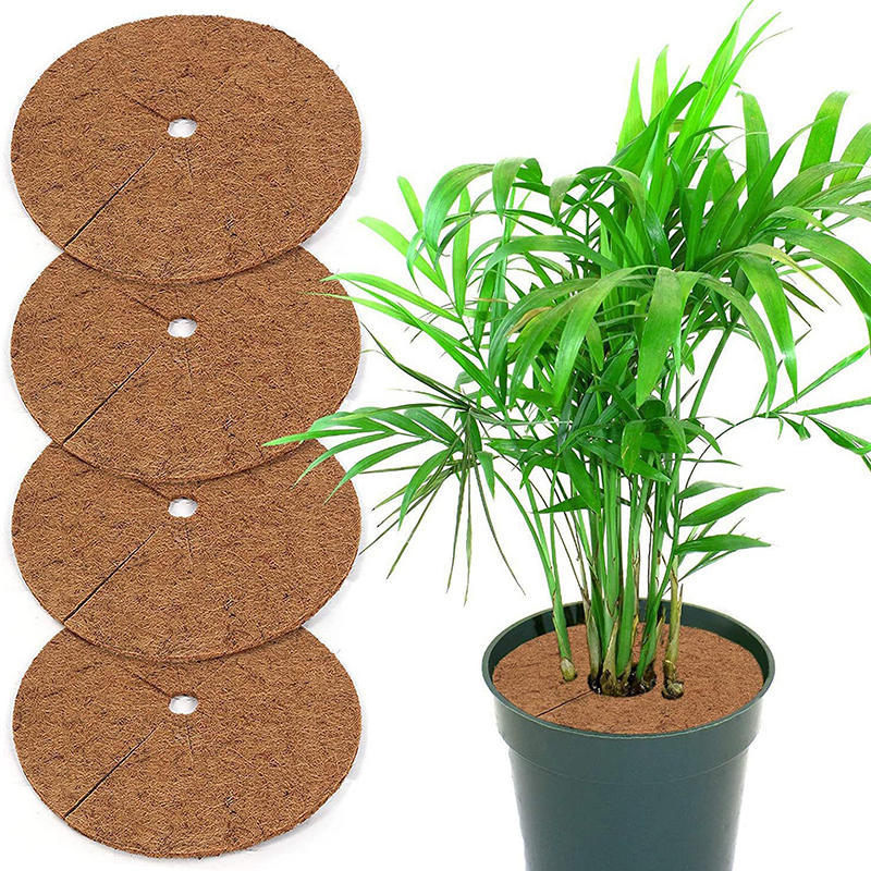 3PCS Coconut Fiber Mulch Ring Tree Plant Protector Mats Disc Plant Covers for Indoor Outdoor Plants Landscaping